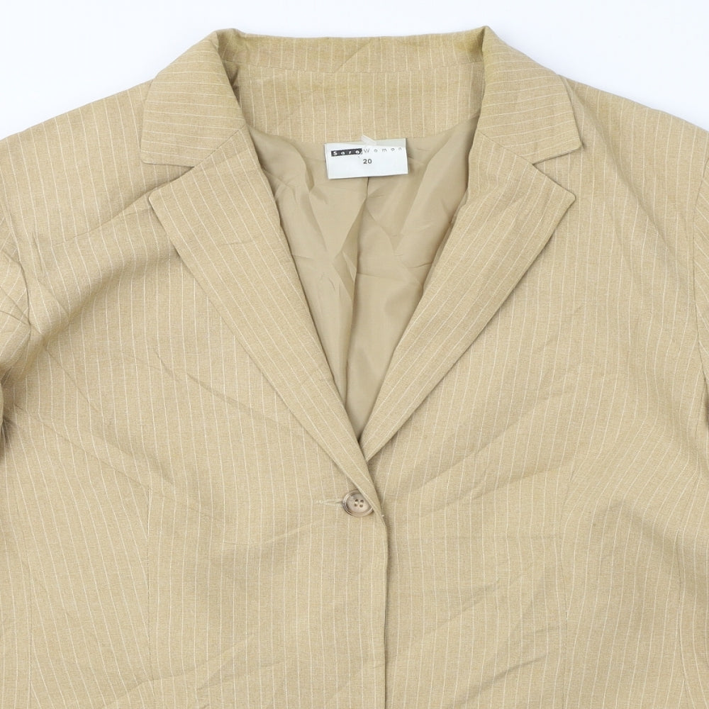 Sara Woman  Womens Beige Striped  Jacket Blazer Size 20