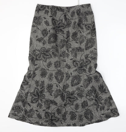 Precis  Womens Grey Floral  A-Line Skirt Size 30 in