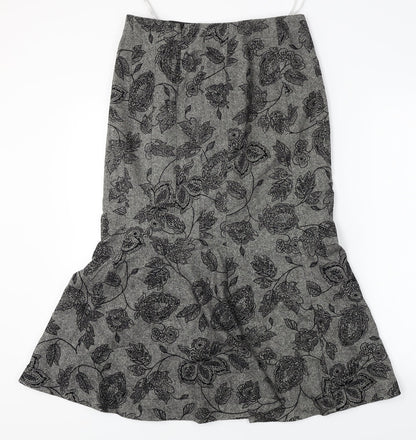 Precis  Womens Grey Floral  A-Line Skirt Size 30 in