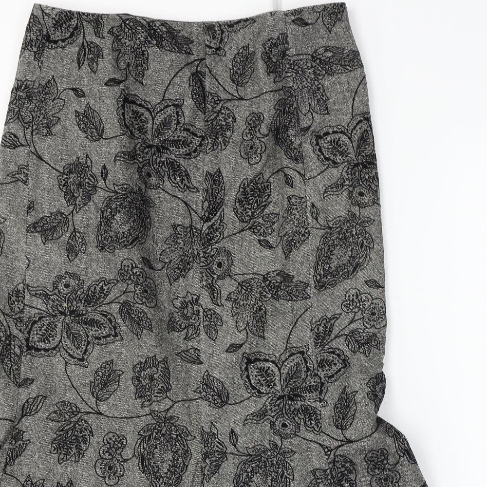 Precis  Womens Grey Floral  A-Line Skirt Size 30 in