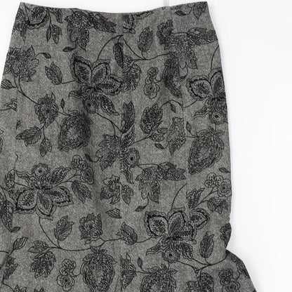 Precis  Womens Grey Floral  A-Line Skirt Size 30 in