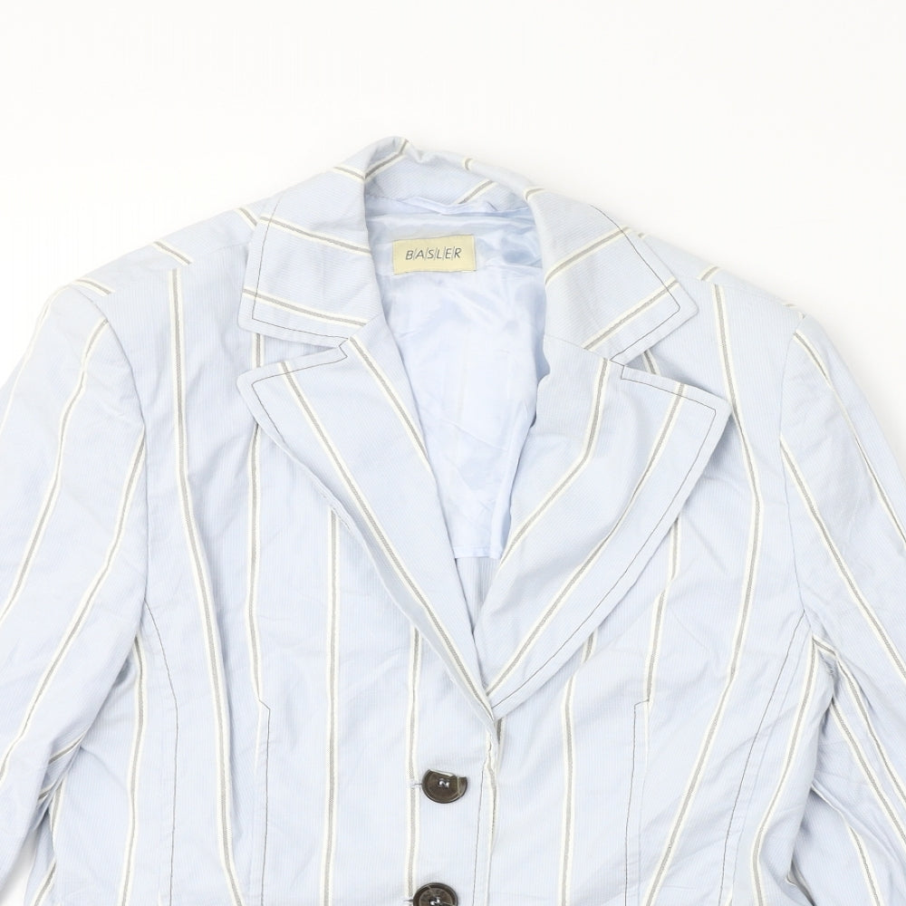Basler  Womens Blue Striped  Jacket Blazer Size 10
