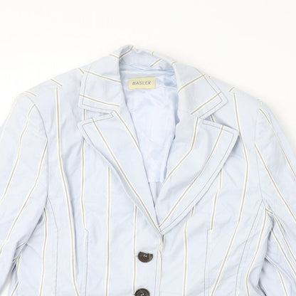 Basler  Womens Blue Striped  Jacket Blazer Size 10