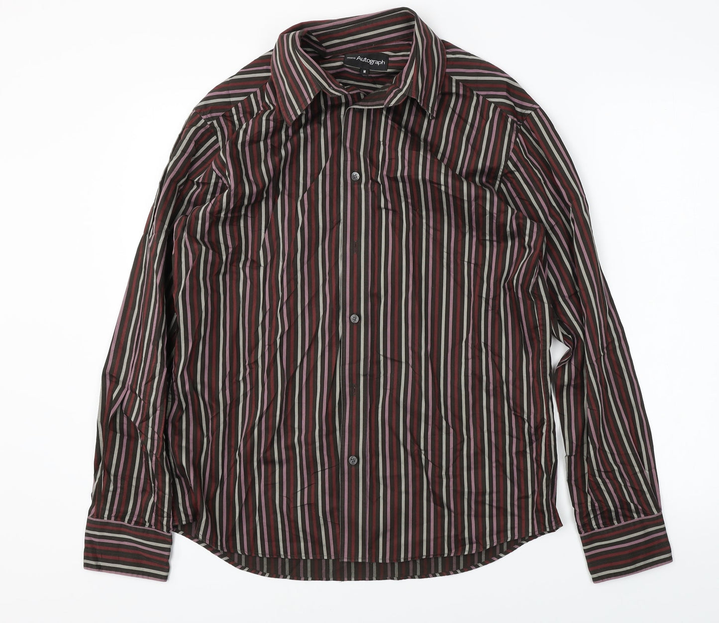 Mens UK Size M Marks and Spencer Brown  Button-Up Long Sleeve Casual Shirt