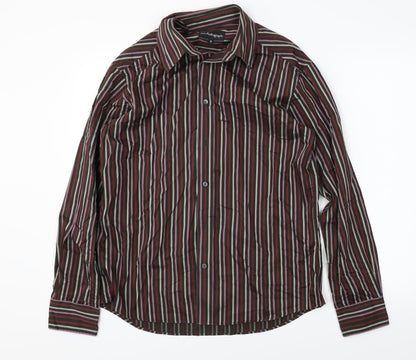Mens UK Size M Marks and Spencer Brown  Button-Up Long Sleeve Casual Shirt