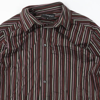 Mens UK Size M Marks and Spencer Brown  Button-Up Long Sleeve Casual Shirt