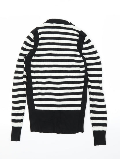 M&S Womens Black Striped  Pullover Jumper Size 10