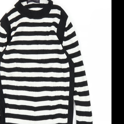 M&S Womens Black Striped  Pullover Jumper Size 10