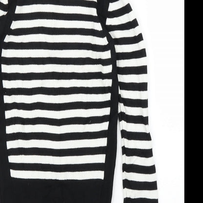 M&S Womens Black Striped  Pullover Jumper Size 10