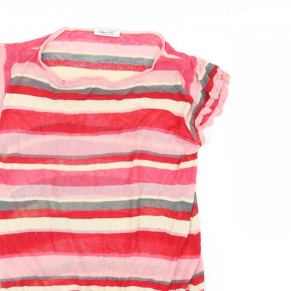 Glam 360 Womens Pink Striped  Tunic Blouse Size M