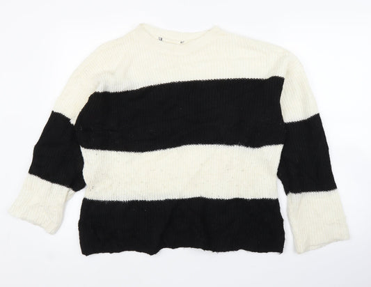 Preworn Womens White Striped  Pullover Jumper Size L