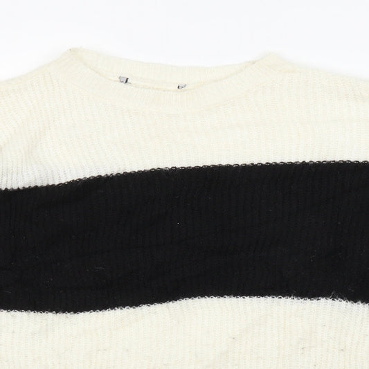 Preworn Womens White Striped  Pullover Jumper Size L