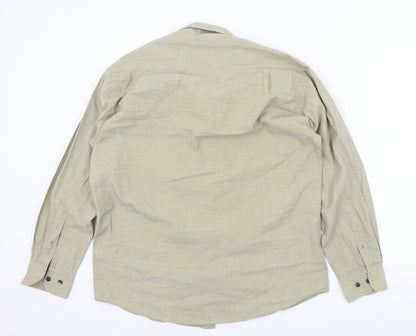 Mens UK Size 16 Essentials Beige  Button-Up Long Sleeve Casual Shirt