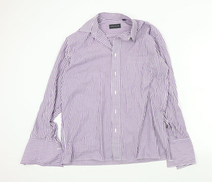 Mens UK Size 16 Peter England Purple  Button-Up Long Sleeve Casual Shirt