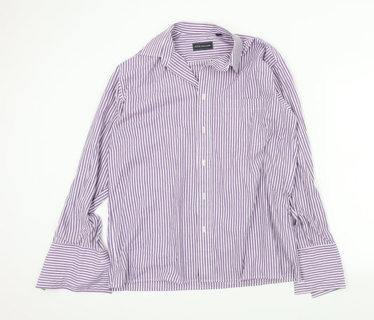 Mens UK Size 16 Peter England Purple  Button-Up Long Sleeve Casual Shirt