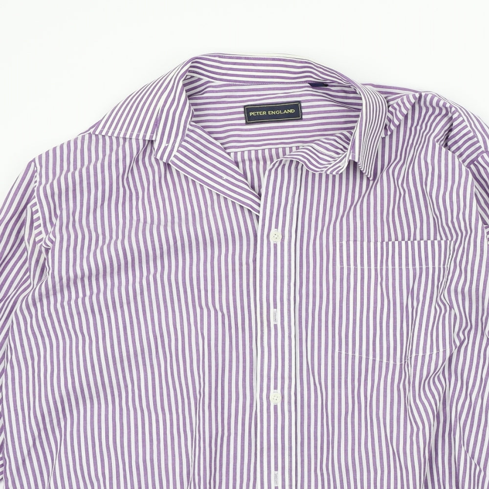 Mens UK Size 16 Peter England Purple  Button-Up Long Sleeve Casual Shirt
