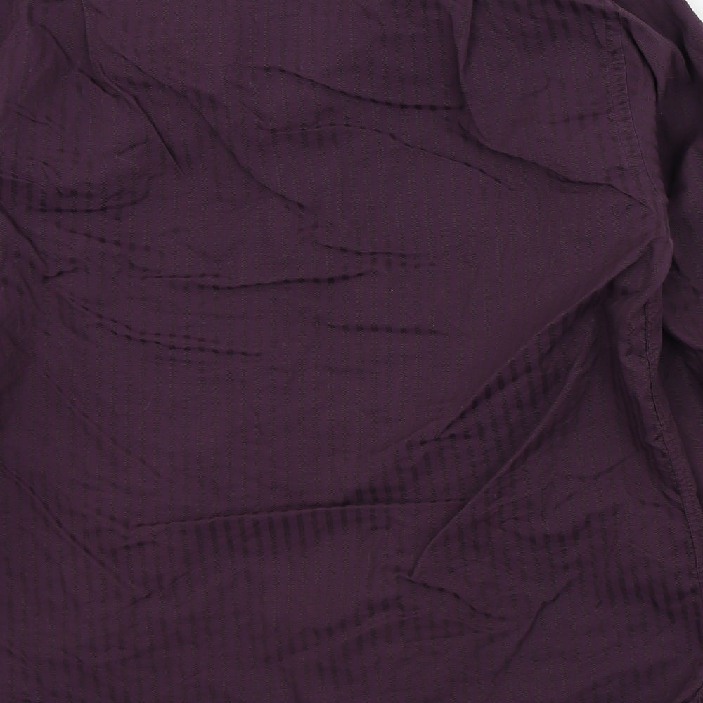 Mens UK Size 15.5 M&S Purple  Button-Up Long Sleeve Casual Shirt