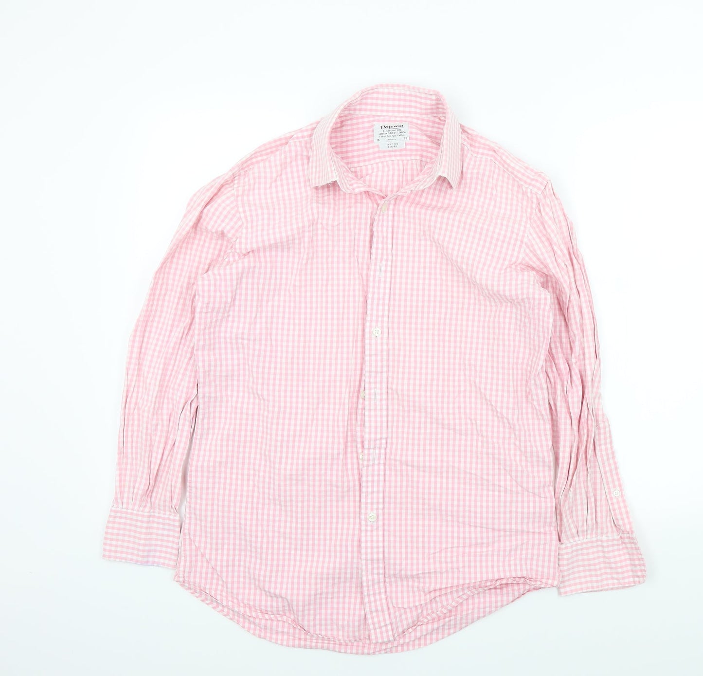 t.m jewin Mens Pink Geometric   Button-Up Size 16