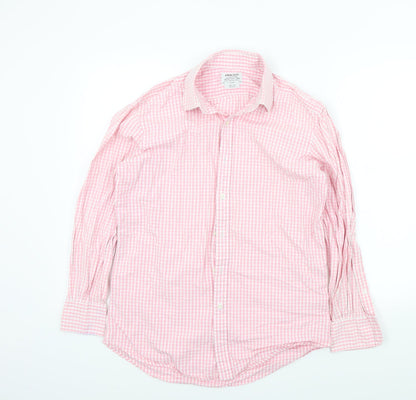 t.m jewin Mens Pink Geometric   Button-Up Size 16