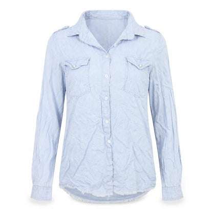 tag woman Womens Blue Colourblock  Basic Button-Up Size S