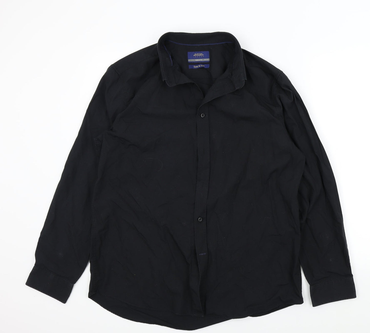 Mens UK Size 16.5 BURTONS Black  Button-Up Long Sleeve Casual Shirt