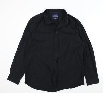 Mens UK Size 16.5 BURTONS Black  Button-Up Long Sleeve Casual Shirt