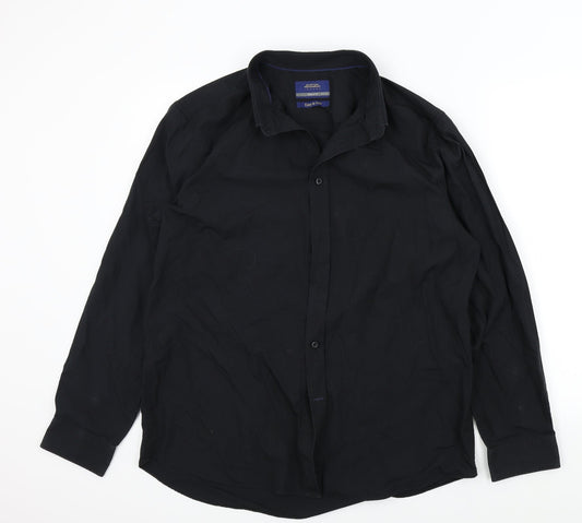Mens UK Size 16.5 BURTONS Black  Button-Up Long Sleeve Casual Shirt