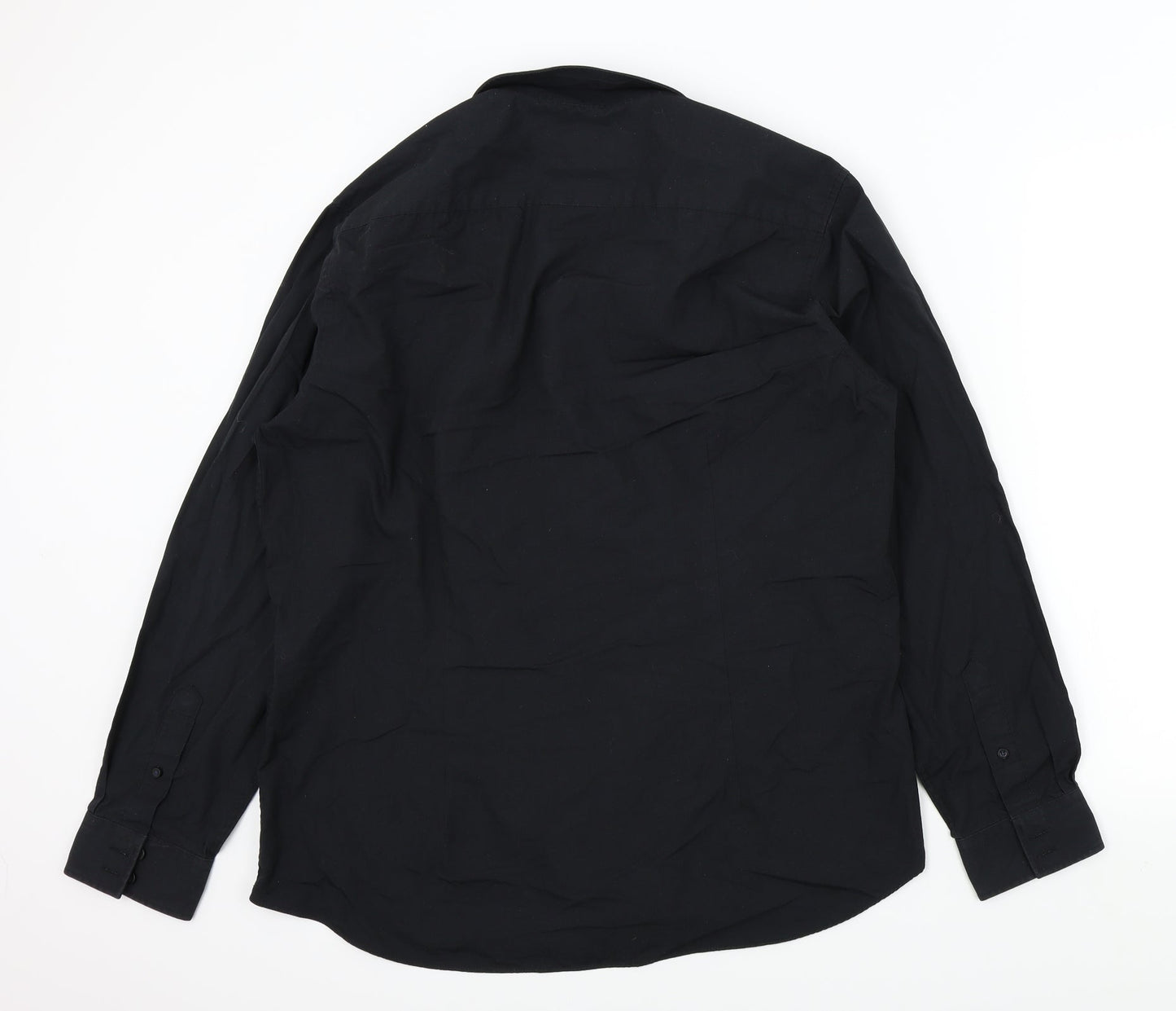 Mens UK Size 16.5 BURTONS Black  Button-Up Long Sleeve Casual Shirt