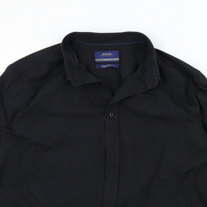 Mens UK Size 16.5 BURTONS Black  Button-Up Long Sleeve Casual Shirt