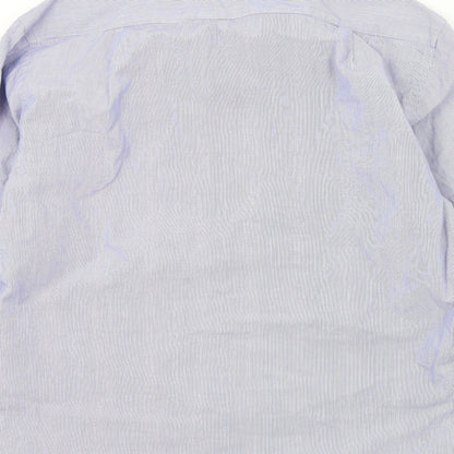 Mens UK Size 15 M&S Blue  Button-Up Long Sleeve Casual Shirt
