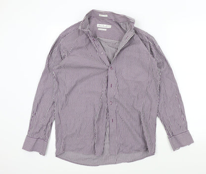 Mens UK Size 15.5 Perry Ellis Purple  Button-Up Long Sleeve Casual Shirt
