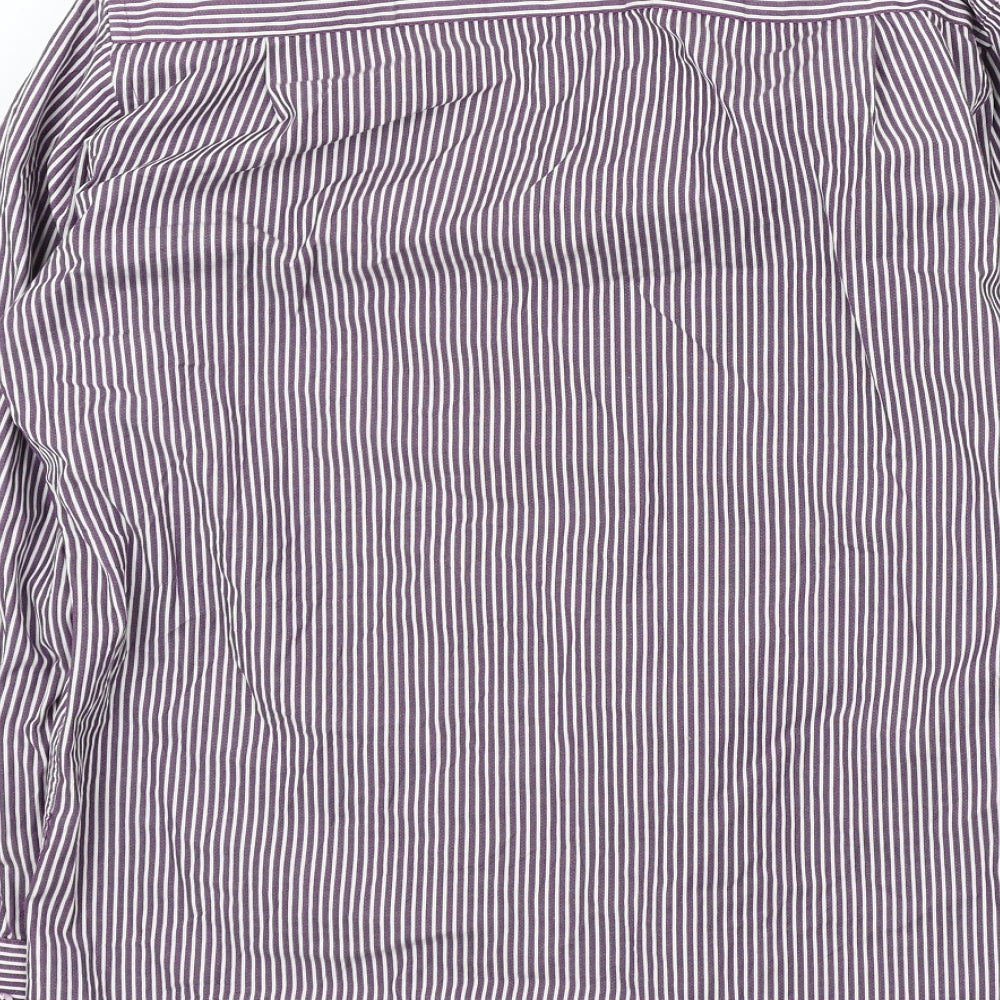 Mens UK Size 15.5 Perry Ellis Purple  Button-Up Long Sleeve Casual Shirt