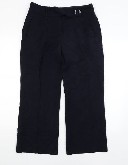 Womens UK Size 12 Per Una Regular Fit Capri Blue Trousers