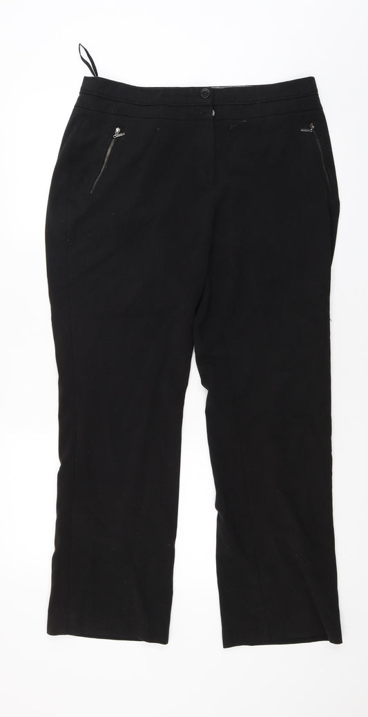 Womens UK Size 12 M&Co Regular Fit  Black Trousers