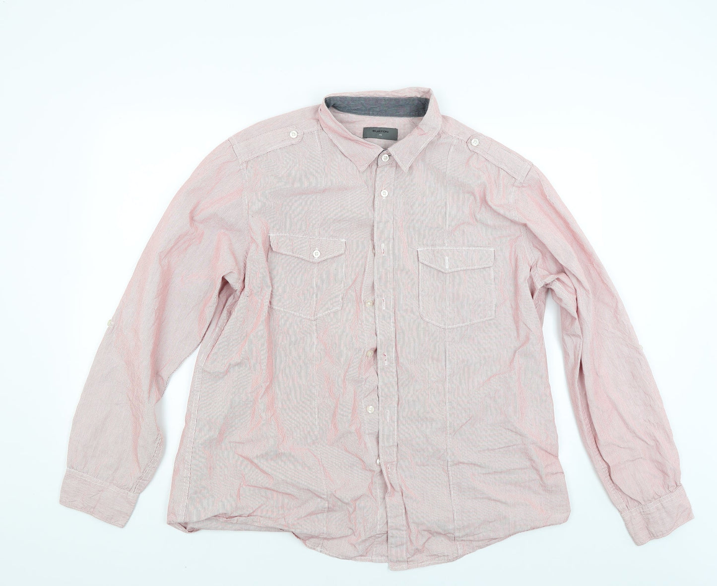 Mens UK Size 2XL Burton Red  Button-Up Long Sleeve Casual Shirt