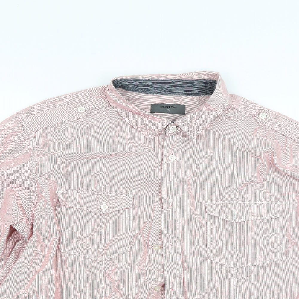 Mens UK Size 2XL Burton Red  Button-Up Long Sleeve Casual Shirt
