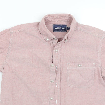 Mens UK Size XS Topman Red  Button-Up Short Sleeve Casual Shirt