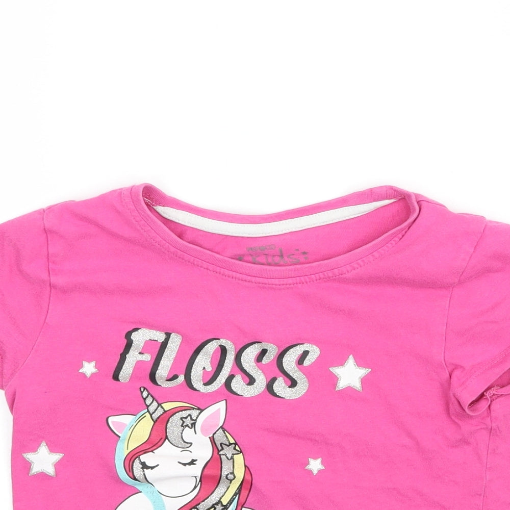 Pep&co Girls Pink   Basic T-Shirt Size 6-7 Years  - Floss like a boss