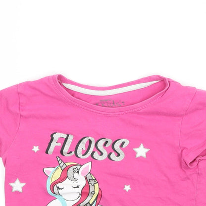 Pep&co Girls Pink   Basic T-Shirt Size 6-7 Years  - Floss like a boss