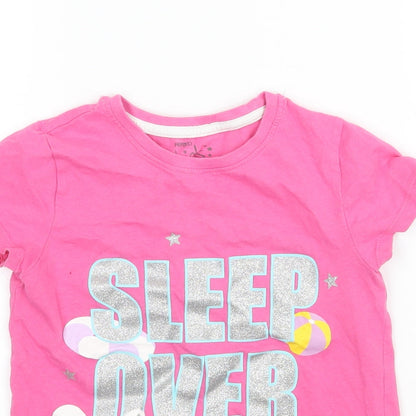 Pep & co Girls Pink   Basic T-Shirt Size 6-7 Years  - Sleep Over