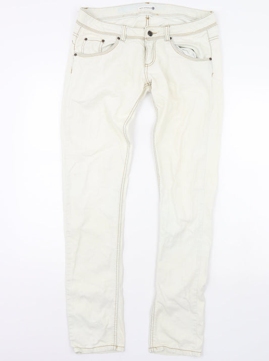 Womens UK Size L Terranova Regular Fit Straight White Jeans