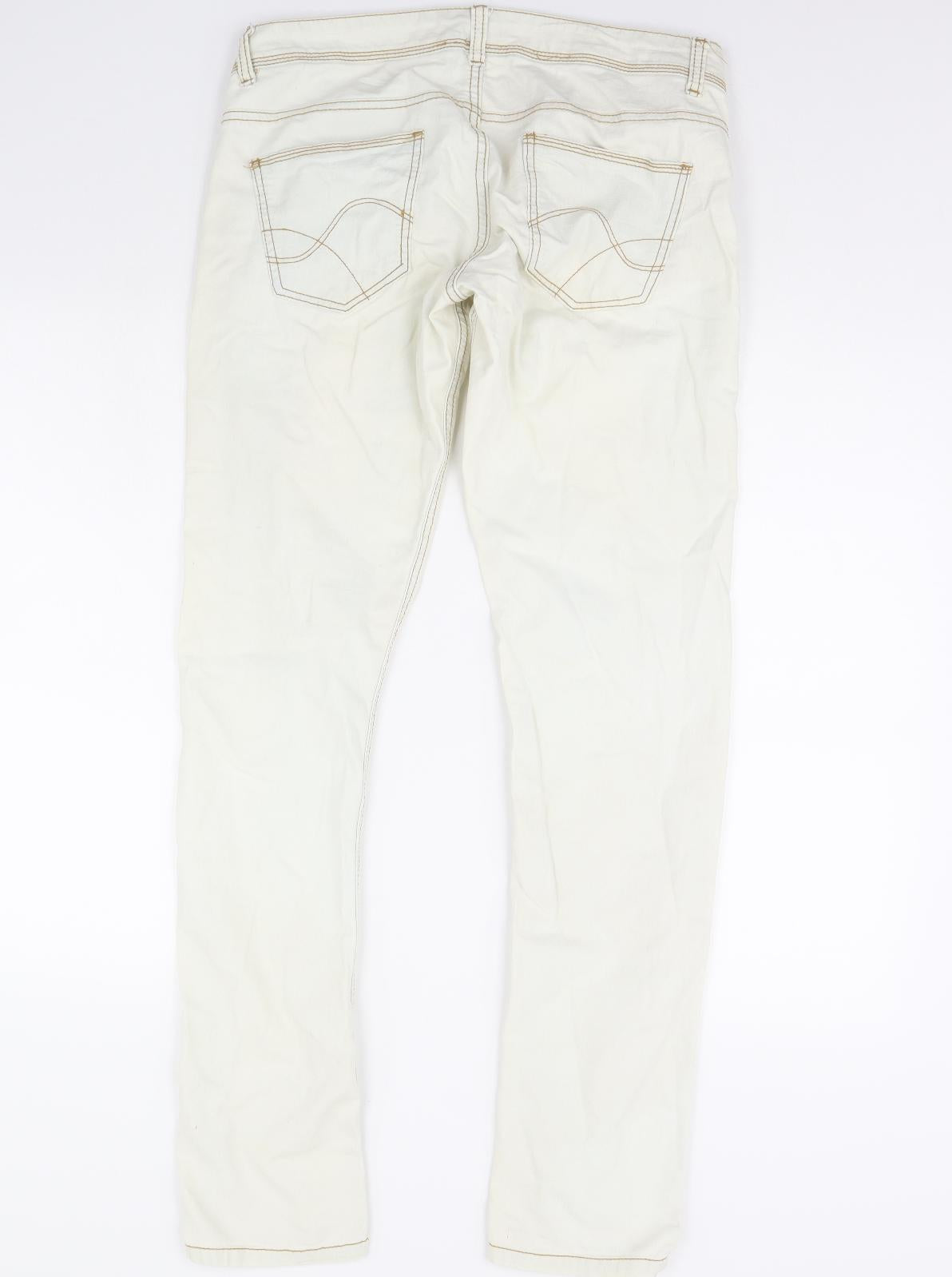 Womens UK Size L Terranova Regular Fit Straight White Jeans