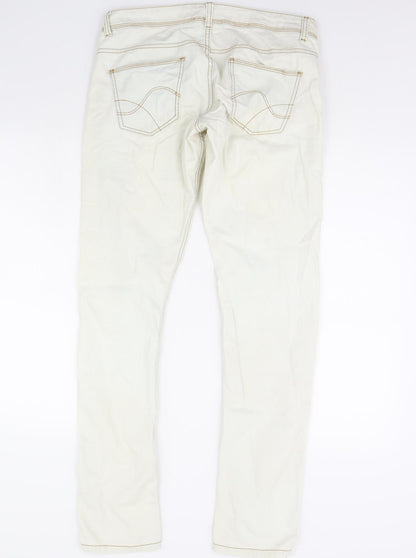 Womens UK Size L Terranova Regular Fit Straight White Jeans