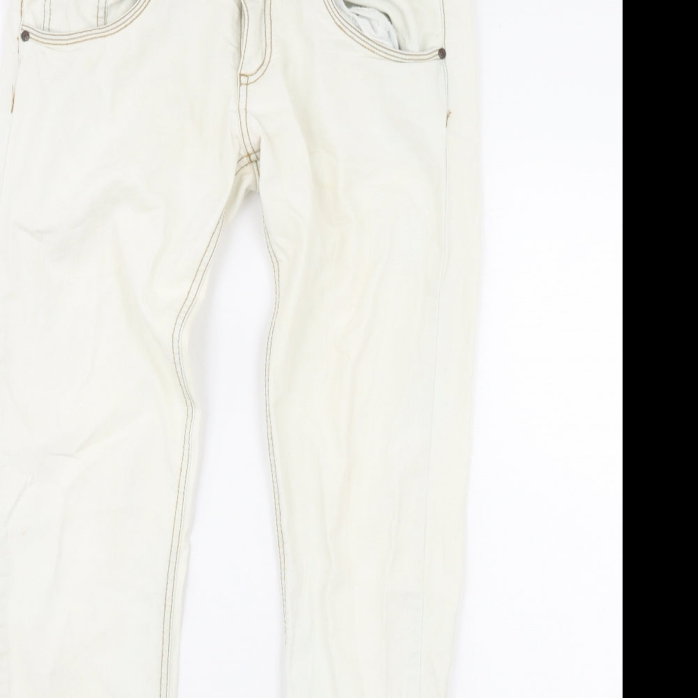 Womens UK Size L Terranova Regular Fit Straight White Jeans