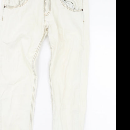 Womens UK Size L Terranova Regular Fit Straight White Jeans