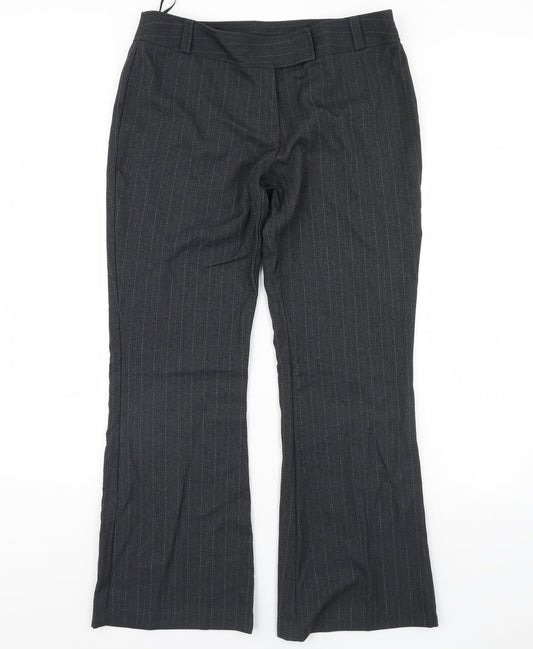 F&F Womens Grey Striped  Dress Pants Trousers Size 14 L30 in