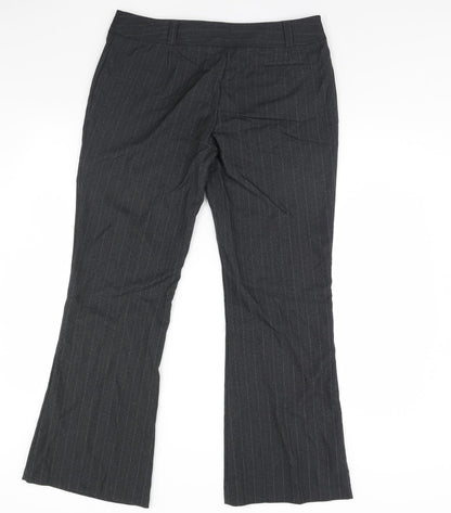 F&F Womens Grey Striped  Dress Pants Trousers Size 14 L30 in