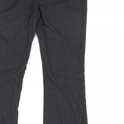 F&F Womens Grey Striped  Dress Pants Trousers Size 14 L30 in