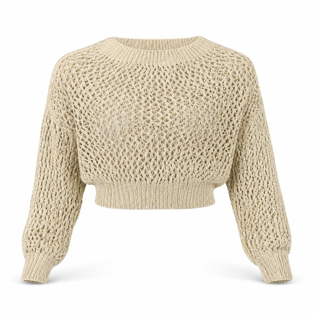 Front view of Be Beau women’s gold jumper, size UK 8