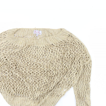 Be beau Womens Gold   Pullover Jumper Size 8